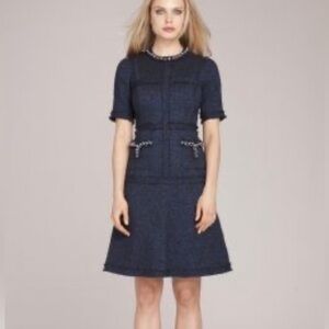 Rickie Freeman for Teri Jon navy tweed dress